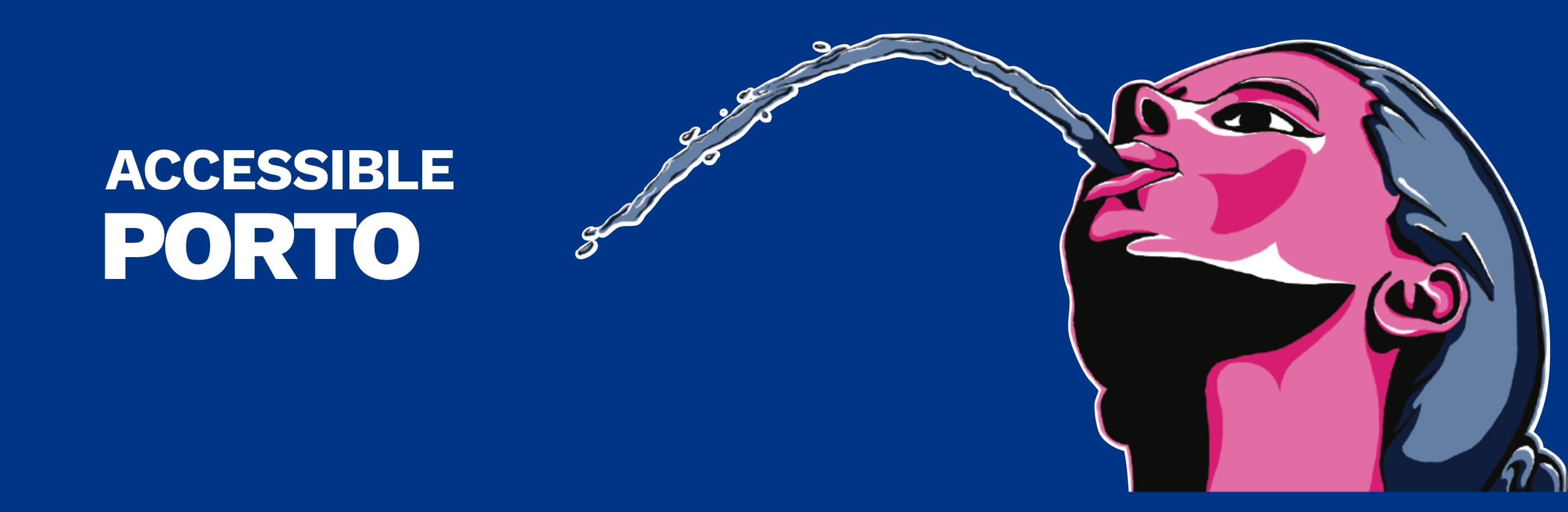 Illustration of a human face blowing water in an arc.